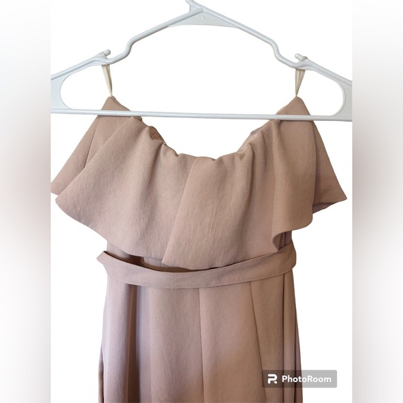 ARITZIA Babaton Blush Pink Strapless Neck Ruffle Detail Flutter Jumpsuit Size 00 - Picture 7 of 13